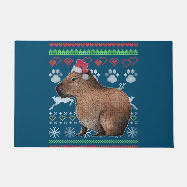Tapete Capybara Santa-Claus Ugly Christmas Sweater Holida (Frente)