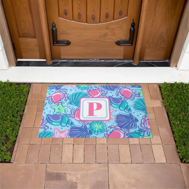 Tapete Caranguejo de Príquete Monograma Beach Shell (Ar livre)