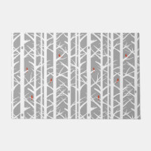 Cardeais nas Árvores-de-Pássaro em Cinzas-luz