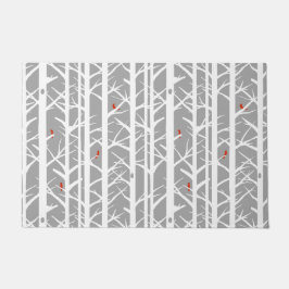 Tapete Cardeais nas Árvores-de-Pássaro em Cinzas-luz