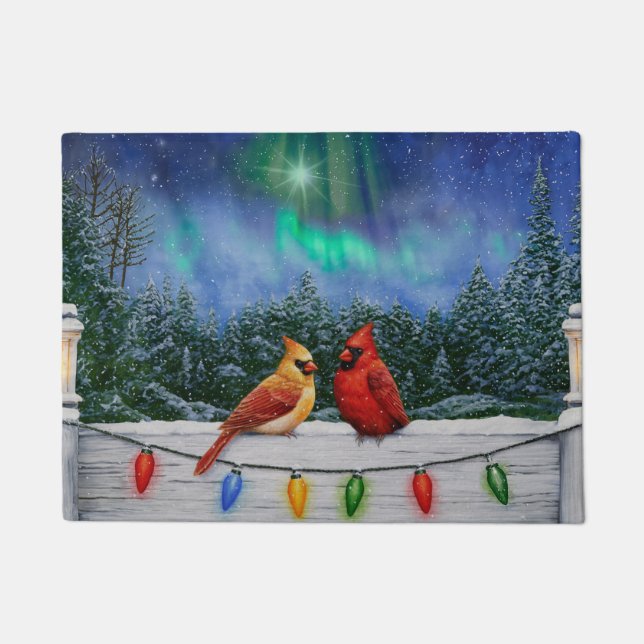 Tapete Cardinhos e Luzes de Natal Neve de inverno (Frente)