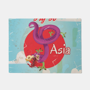Tapete Cartaz de Viagem Vintage Dragão Japão