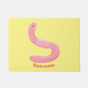 Tapete Cartoon de minhoca rosa-branca