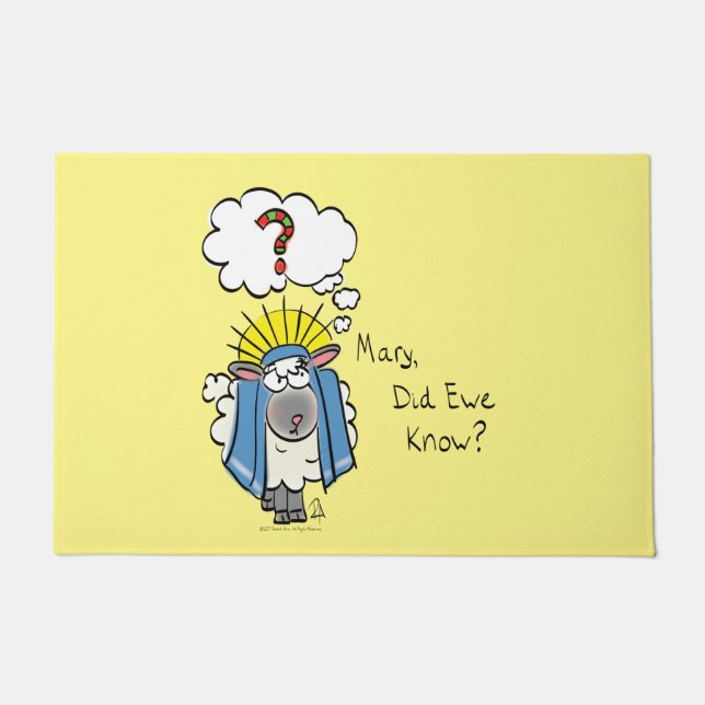 Tapete Cartoon de Ovelha Engraçado de Natal Cristão (Frente)