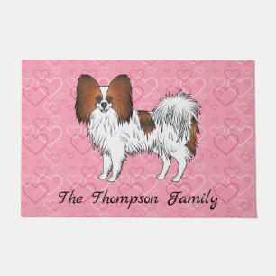 Tapete Cartoon Vermelho Sable Papillon Cute Cão Em Coraçõ