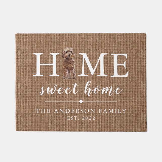 Tapete Casa de Cockapoo Castanho Porta-Casa Doce (Frente)