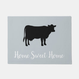 Tapete Casa Doce Vaca Farmhouse Cinza Floor Mat