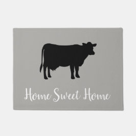 Tapete Casa Doce Vaca Farmhouse Cinza Floor Mat