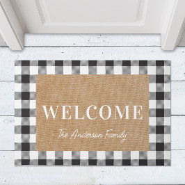 Tapete Casa Moderna em Xadrez Búfalo com Nome da Família