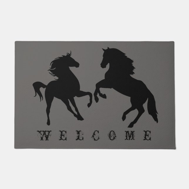 Tapete Casal Horse Doormat Welcome - Choose Colors (Frente)