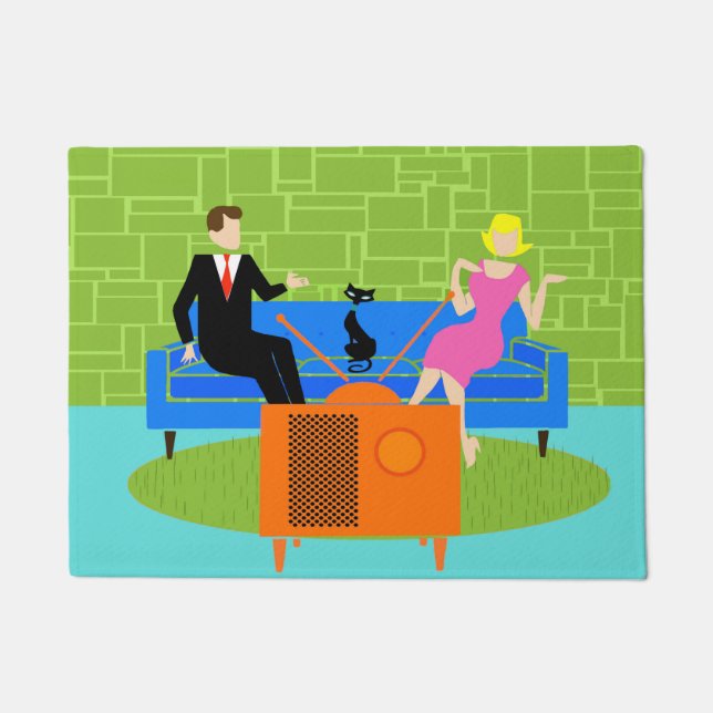 Tapete Casal retro com a esteira de porta do gato (Frente)