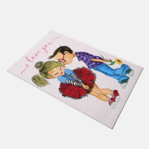 Tapete Casal Romântico Porta do Amor - Beijo - Eu Te Amo