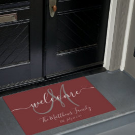 Tapete Casamento de Nome do Script da Cinza Burgundy Eleg