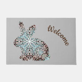 Tapete Castanho de chocolate e Turquesa Azul Mandala Bunn