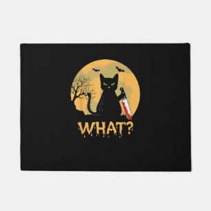 Tapete CAT WHAT_ Murderous Black Cat com Knife Halloween