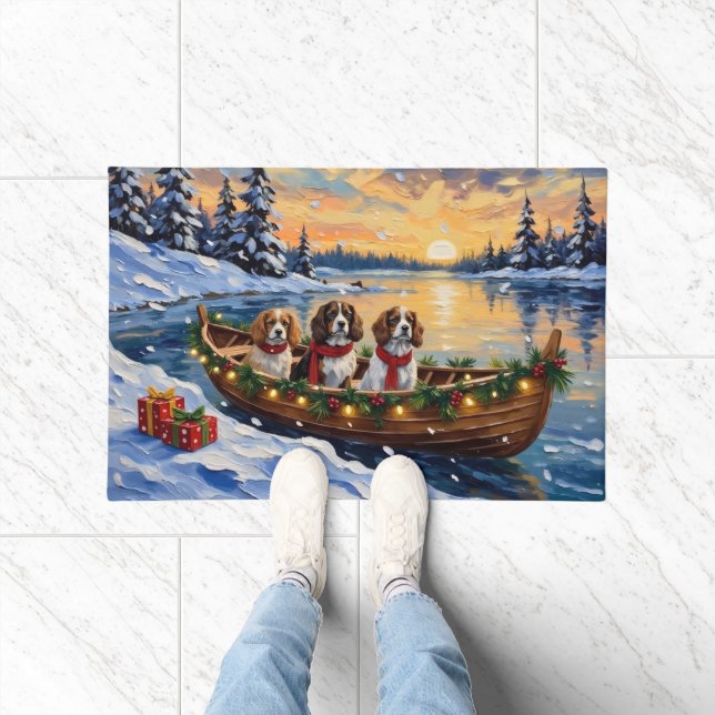 Tapete Cavalier King Charles Spaniel Natal no Barco (Interior)