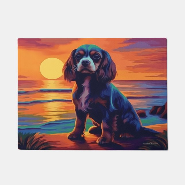 Tapete Cavalier King Charles Spaniel Pôr do sol / Nascer  (Frente)