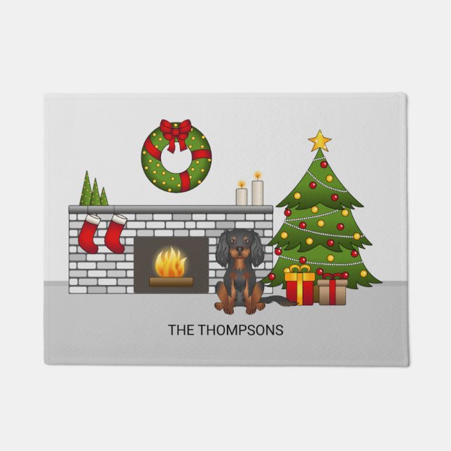 Tapete Cavalier Preto e Castanho em uma Sala de Natal com (Frente)