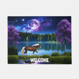 Tapete Cavalo belga Palomino sob um céu estrelado roxo