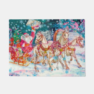 Tapete Cavalo de Trineo de Papai Noel Noite de Natal