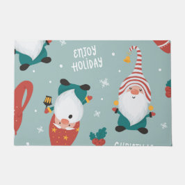 Tapete Cena da Aldeia de inverno Feliz Natal, Ano Novo