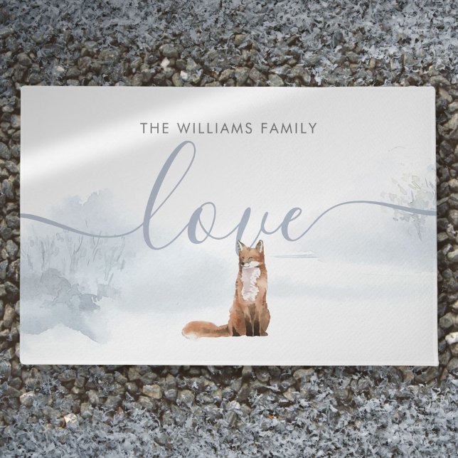 Tapete Cena de Floresta de Inverno Raposa (Winter Woodland Scene Fox Doormat)