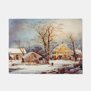 Tapete Cena de Natal do Natal do Vintage Country Winter H