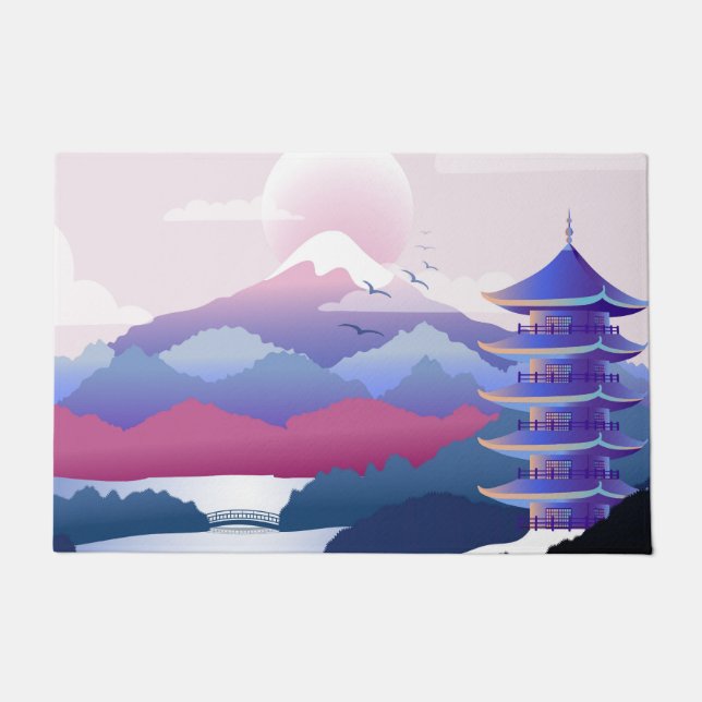 Tapete Cenário de Templo Pacífico no amanhecer (Frente)