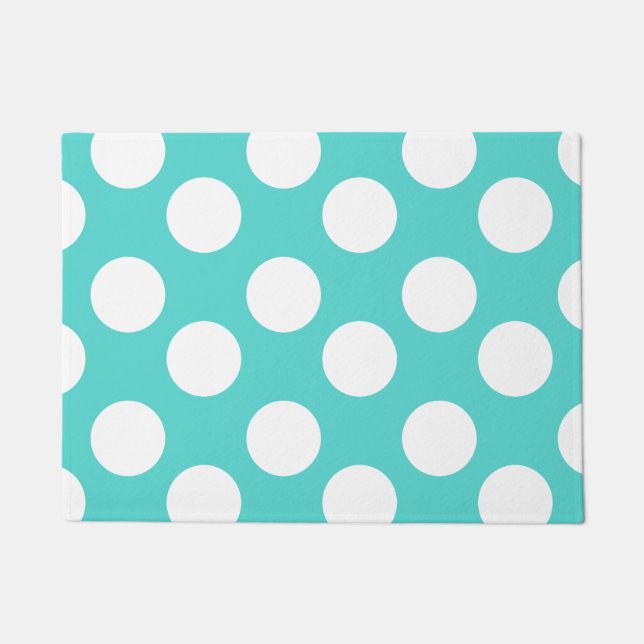 Tapete Cerceta e grande Doormat branco das bolinhas (Frente)