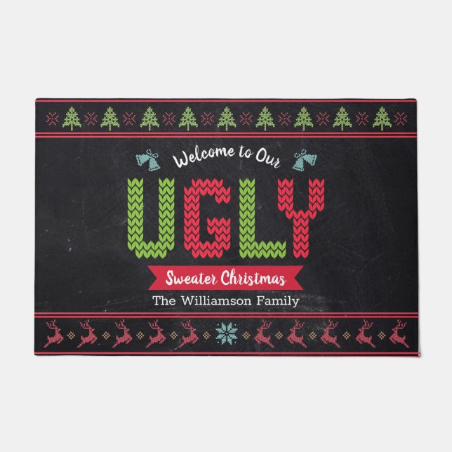 Tapete Chalkboard Ugly Christmas Sweater Nordic Knit Dive (Frente)