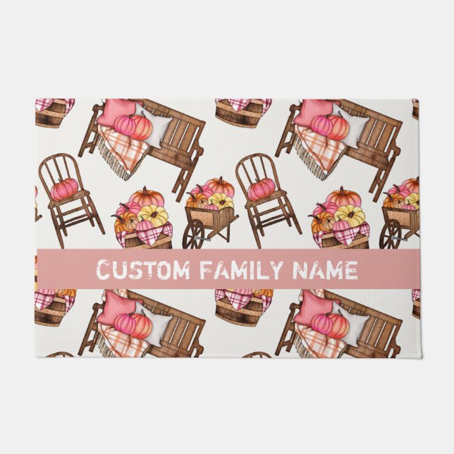 Tapete Chapéu de Abóbora Rosa de outono (Frente)