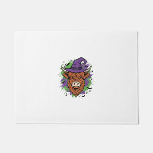 Tapete Chapéu de Bruxa Cow Highland Halloween Vetor Vinta