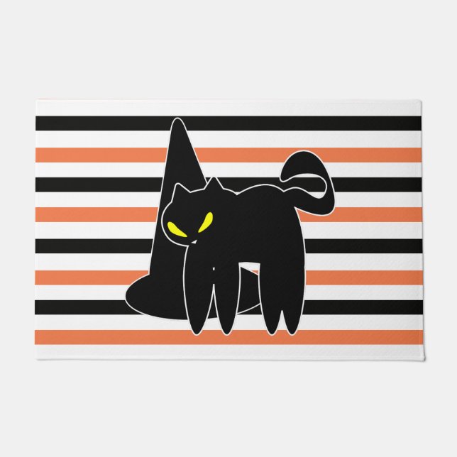 Tapete Chapéu de Bruxa Negra Bonita de Halloween | Stripe (Frente)