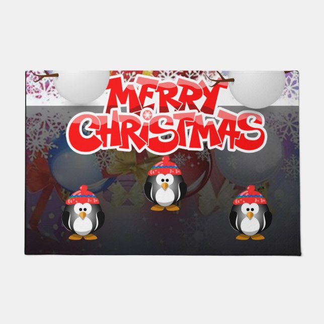 Tapete Chapéu de Natal, Pinguim de Natal Feliz (Frente)