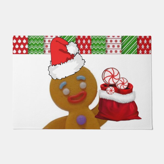 Tapete Chapéu de Porta de Natal, Homem Gingerpão (Frente)