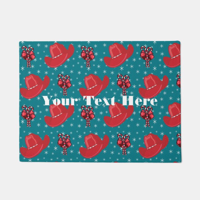 Tapete Chapéus De Cowboy E Canas Doces Do Natal Ocidental (Frente)