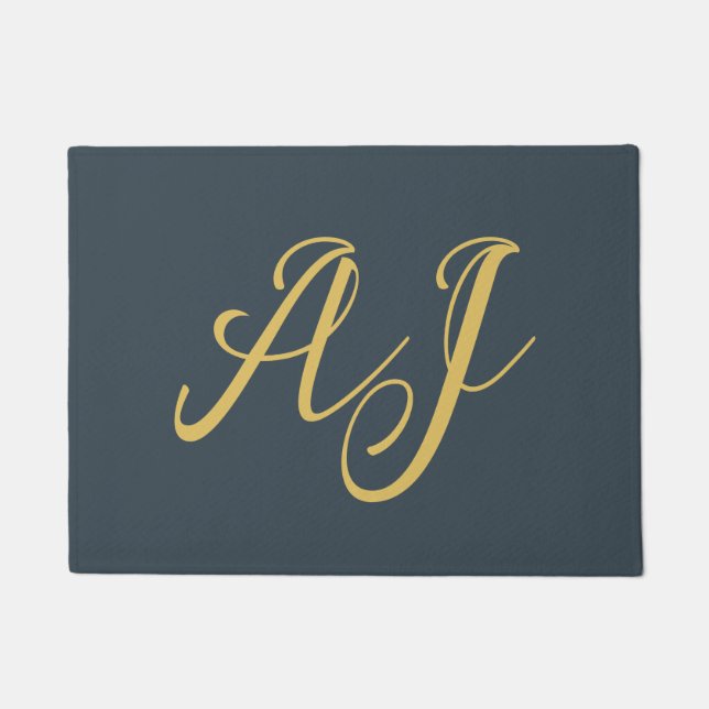 Tapete Charcoal Gold Color Monogram Professional Initial (Frente)