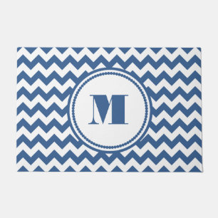 Tapete Chevron Azul Monograma Elegante