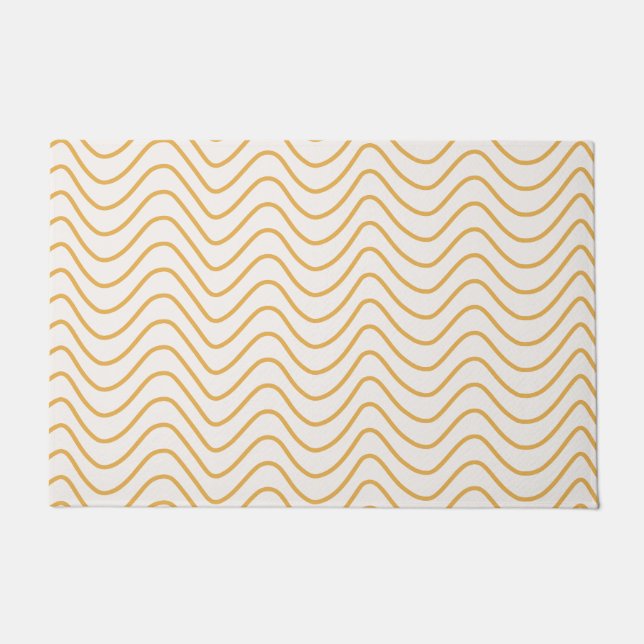 Tapete Chevron Padrão Amarelo E Cream Zigzag (Frente)