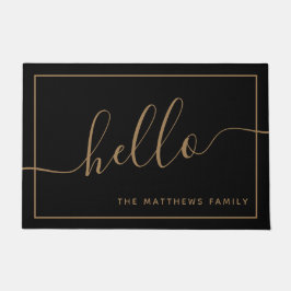 Tapete Chic Black Dourada Script Hello Family Nome Bem-vi