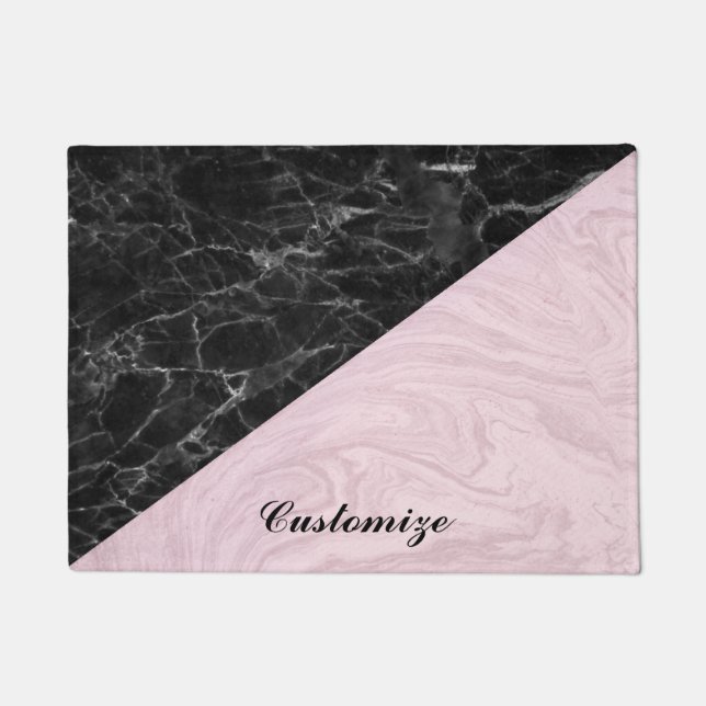 Tapete Chic Elegant Black Pink Marble Personalize (Frente)