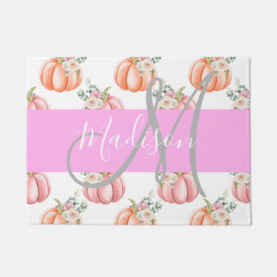 Tapete Chic Floral Branco Pesseguin Pumpkin Nome do Monog