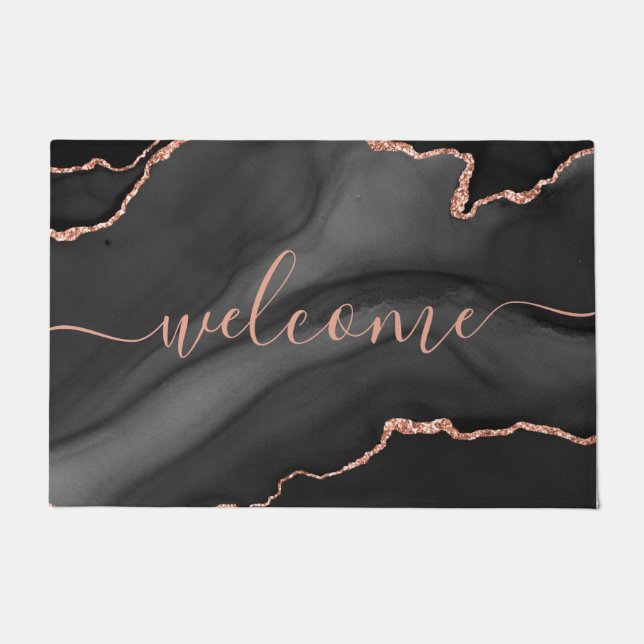 Tapete Chic Gray Agate Pink Glitter Script Welcome (Frente)