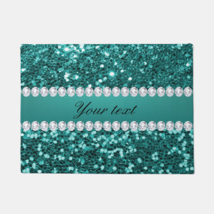 Tapete Chic Teal Faux Glitter e Diamantes