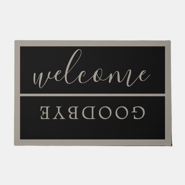 Tapete Chic Welcome Calliografia Typografia Cinza Negra (Frente)