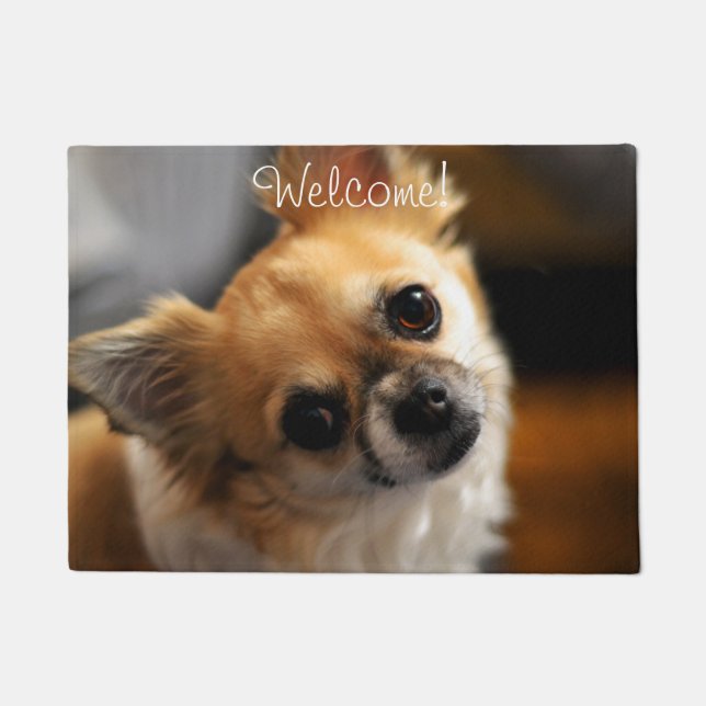 Tapete Chihuahua Door Mat Bem-vindo Adicionar Foto (Frente)