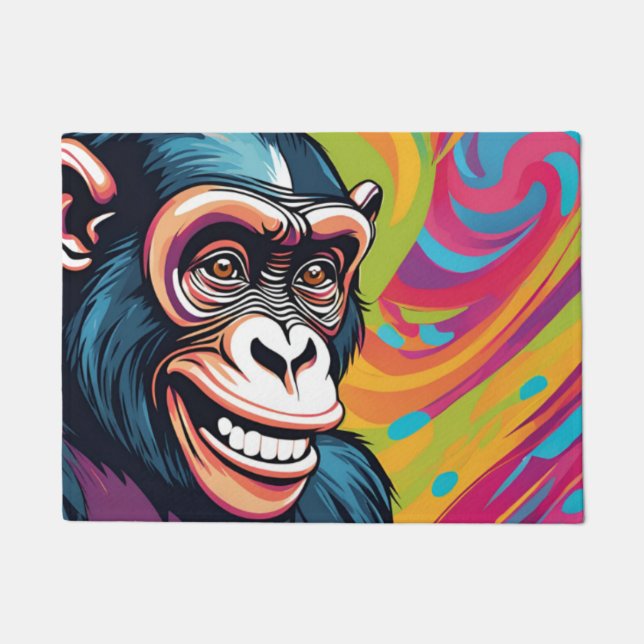 Tapete Chimpanzé Engraçado e Louco (Frente)