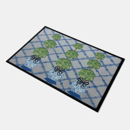 Tapete Chinoiserie Blue Ginger Jars Doormat Bem-vindo