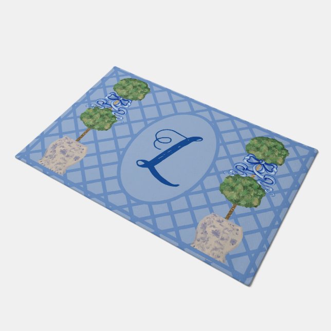 Tapete Chinoiserie Ginger Jar Jars Topiary Rug Doormat (Inclinado)