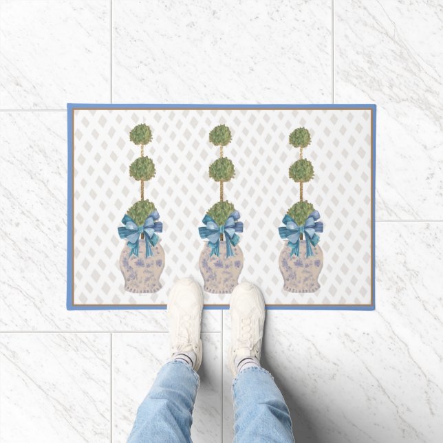 Tapete Chinoiserie Topiary Blue Ginger Jar Doormat (Interior)